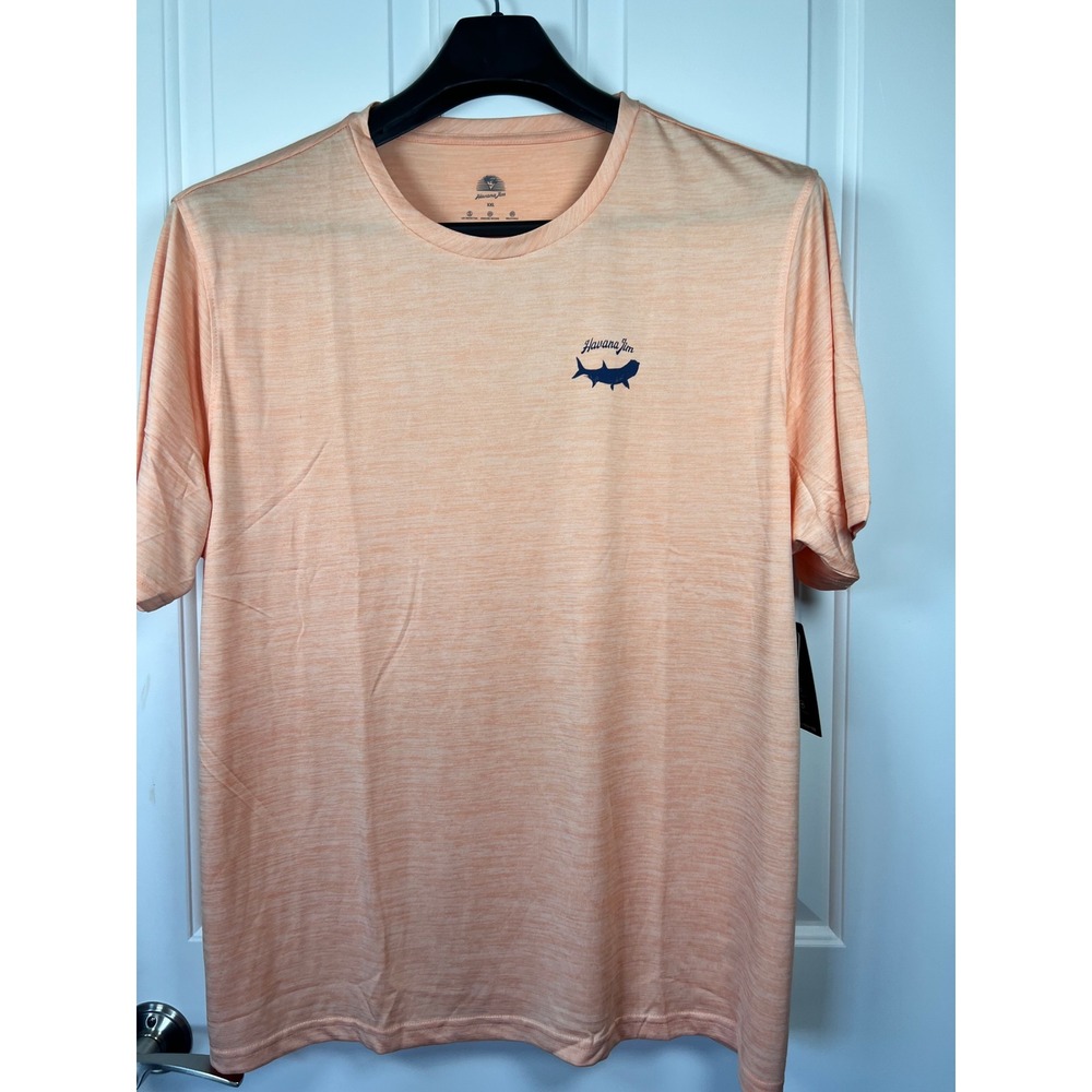 Havana Jim Mens XXL Peach Heather Performance T-Shirt UPF Moisture Wicking Shark